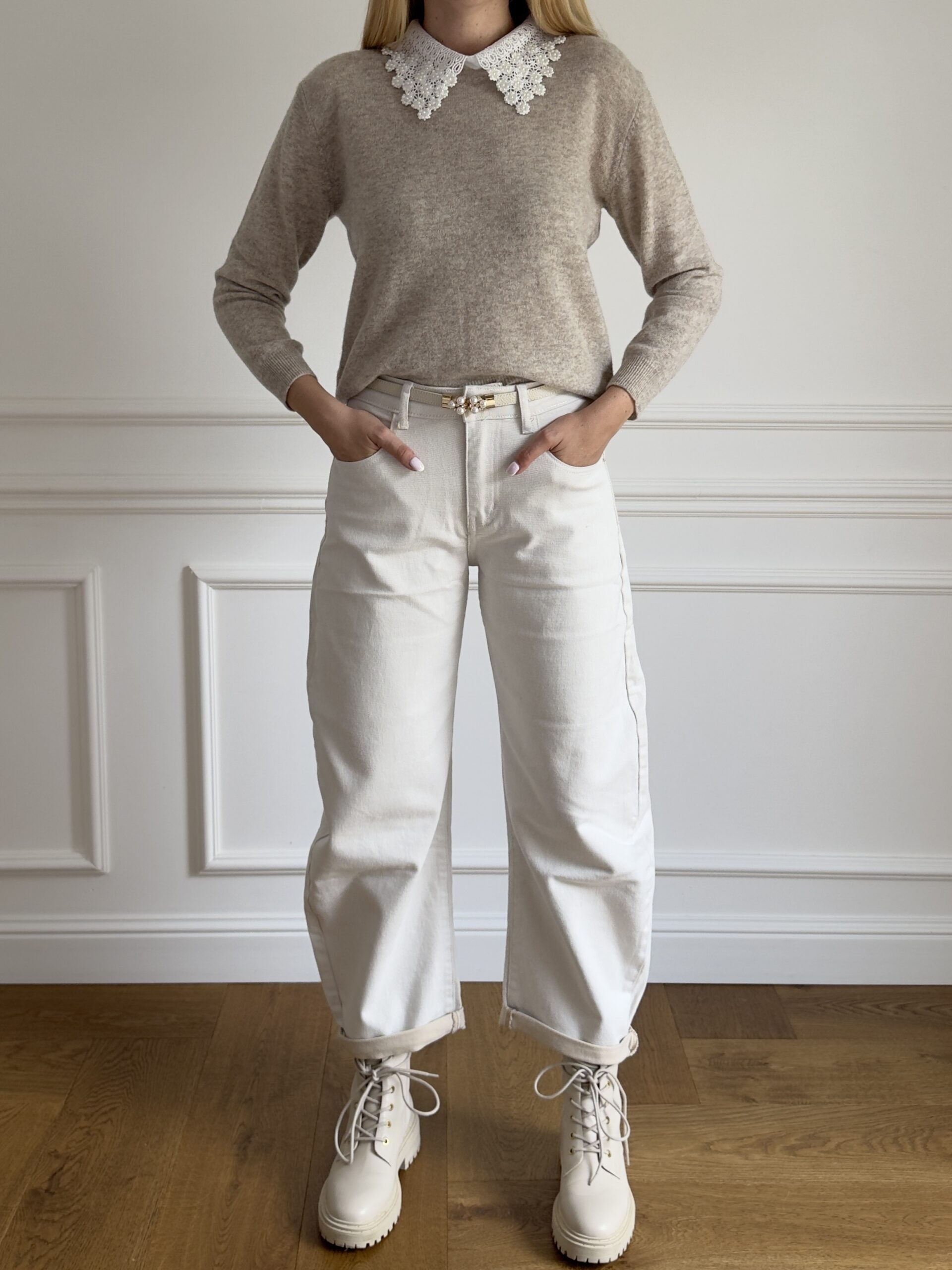 biele rifle a Dámske baggy jeans – Obrázok 1